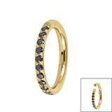 Gold Plated Titanium (PVD) 1.2mm Pave Set Jewelled Edge Hinged Clicker Ring - SKU 66952