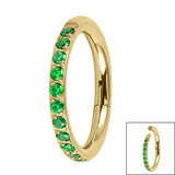 Gold Plated Titanium (PVD) 1.2mm Pave Set Jewelled Edge Hinged Clicker Ring - SKU 66955
