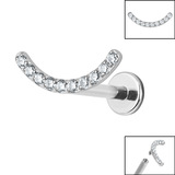 Titanium Internally Threaded Labrets 1.2mm - Titanium Claw Set Jewelled Smile Curved Bar - SKU 67041