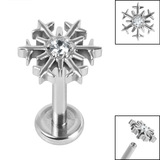 Titanium Internally Threaded Labrets 1.2mm - Titanium Claw Set Jewelled Snowflake - SKU 67097