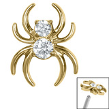 Titanium Claw Set Jewelled Spider for Internal Thread shafts in 1.2mm 1.2mm / Gold Titanium / Crystal Clear
