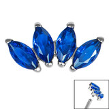 Titanium Claw Set 4 CZ Jewel Marquise Fan for Internal Thread shafts in 1.2mm - SKU 67362