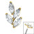 Titanium Claw Set Marquise Jewelled Leaf for Internal Thread Shafts in 1.2mm 1.2mm / Gold Titanium / Crystal Clear - alternative image