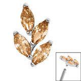 Titanium Claw Set Marquise Jewelled Leaf for Internal Thread Shafts in 1.2mm - SKU 67406