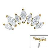 Titanium Claw Set 7 CZ Jewelled Marquise Crown for Internal Thread shafts in 1.2mm - SKU 67471