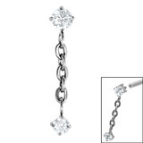 Titanium Claw Set Double Jewelled Drop Chain for Internal Thread shafts in 1.2mm - SKU 67494