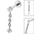 Titanium Internally Threaded Labrets 1.2mm - Titanium Claw Set Double Jewelled Chain Drop - SKU 67502