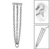 Titanium Jewelled Bar with Triple Chain for Internal Thread Shafts in 1.2mm - SKU 67817