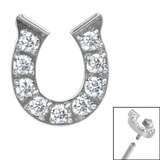 Titanium Claw Set Jewelled Horseshoe Top for Internal Thread shafts in 1.2mm - SKU 67883