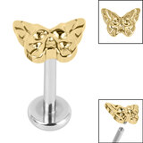 Titanium Internally Threaded Labrets 1.2mm - Titanium Owl Butterfly - SKU 67906