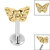 Titanium Internally Threaded Labrets 1.2mm - Titanium Owl Butterfly - SKU 67906