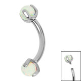 Titanium Internally Threaded Micro Curved Bar with Claw set  Opal Ball 1.2mm - SKU 67968