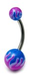 Painted Flame Belly Bar 8 / Purple/Blue