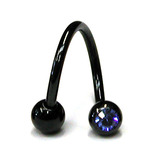 Black Titanium Double Jewelled Spirals 1.6x12mm 1.6mm, 12mm, 5mm, Sapphire Blue
