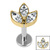 Titanium Internally Threaded Labrets 1.2mm - Titanium Claw Set Marquise Jewelled Leaves Trio - SKU 69120