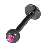 Black Titanium Jewelled Labrets 1.2x8mm 1.2mm, 8mm, 3mm, Pink