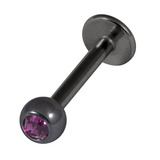 Black Titanium Jewelled Labrets 1.2x8mm 1.2mm, 8mm, 3mm, Purple