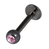 Black Titanium Jewelled Labrets 1.2x8mm 1.2mm, 8mm, 3mm, Light Pink