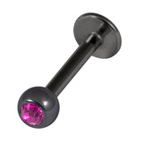 Black Titanium Jewelled Labrets 1.2x8mm 1.2mm, 8mm, 3mm, Fuchsia