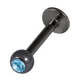 Black Titanium Jewelled Labrets 1.2x8mm 1.2mm, 8mm, 3mm, Light Blue