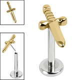 Titanium Threadless Labrets - Titanium Mini Dagger - SKU 69516
