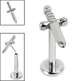 Titanium Threadless Labrets - Titanium Mini Dagger - SKU 69525