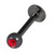 Black Titanium Jewelled Labrets 1.6x6mm 1.6mm, 6mm, 4mm, Red - alternative image