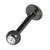 Black Titanium Jewelled Labrets 1.6x6mm 1.6mm, 6mm, 4mm, Crystal Clear - alternative image