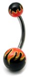 Painted Flame Belly Bar 12 / Red/Black