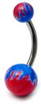 Painted Flame Belly Bar 10 / Blue/Red