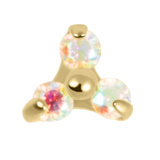 Gold Titanium Claw Set CZ Jewelled Mini Trinity for Internal Thread shafts in 1.2mm 1.2mm, Crystal AB / Gold Titanium