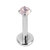 Titanium Internally Threaded Labrets 1.2mm - Titanium Claw Set Jewelled Round Natural Gemstone Tops - SKU 70769