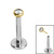 Titanium Threadless Labrets - Gold Titanium (Bend-fit) Bezel Set Jewelled Balls - SKU 70795