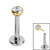 Titanium Threadless Labrets - Gold Titanium (Bend-fit) Bezel Set Jewelled Balls - SKU 70804