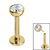 Titanium Threadless Labrets - Gold Titanium (Bend-fit) Bezel Set Jewelled Balls - SKU 70837