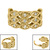 Steel Parisian Jewelled 3 Band Milgrain Cuff Hinged Clicker Ring Gold Steel / 1.2mm, 8mm, Crystal Clear - alternative image