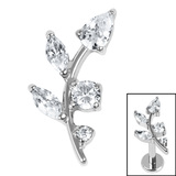 Titanium Internal Claw Set Jewelled Leaf Vine Top - SKU 72066