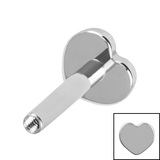Titanium Internal Thread Labret Post with Heart Base 1.2mm - SKU 72120