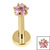 Gold Titanium Internally Threaded Labrets 1.2mm - Gold Titanium Claw Set CZ Jewelled Star - SKU 72312