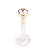 Bioflex Push-fit Labret with 18ct Gold Jewelled Top (2.8mm Top) - SKU 7232