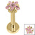 Gold Titanium Internally Threaded Labrets 1.2mm - Gold Titanium Claw Set CZ Jewelled Star - SKU 72323