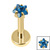 Gold Titanium Internally Threaded Labrets 1.2mm - Gold Titanium Claw Set CZ Jewelled Star - SKU 72324