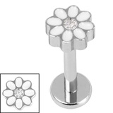 Titanium Internally Threaded Labrets 1.2mm - Titanium Jewelled Hazy Daisy - SKU 72394
