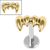 Titanium Internally Threaded Labrets 1.2mm - Titanium Emrys Vampire Fangs - SKU 72453