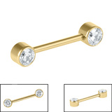 Titanium Internal Thread Double Jewelled Nipple Bar - Front Facing Jewelled Disks - SKU 72473