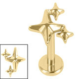 Titanium Internally Threaded Labrets 1.2mm - Titanium Three Kings Star - SKU 72490