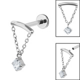 Titanium Internally Threaded Labrets 1.2mm - Titanium Concealed Jewel Chain Top - SKU 72500