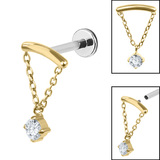 Titanium Internally Threaded Labrets 1.2mm - Titanium Concealed Jewel Chain Top - SKU 72506