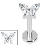 Titanium Internally Threaded Labrets 1.2mm - Titanium Jewelled Queen Butterfly - SKU 72520