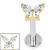 Titanium Internally Threaded Labrets 1.2mm - Titanium Jewelled Queen Butterfly - SKU 72528